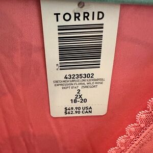 Torrid Wild Rose Surplice Long Sleeve Babydoll